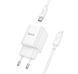 Сетевое зарядное устройство с кабелем HOCO C146A Charm single port PD20W Charger Set (C to iP) (EU) White