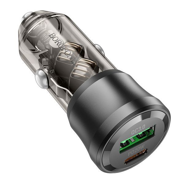 Автомобильное зарядное устройство BOROFONE BZ25 Journey PD38W(1C1A) car charger Transparent Black