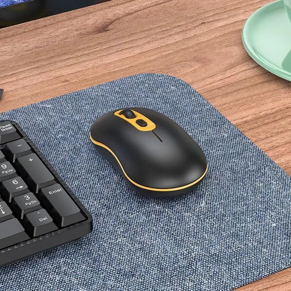 Манипулятор мышь HOCO GM21 Platinum 2.4G business wireless mouse Black Yellow