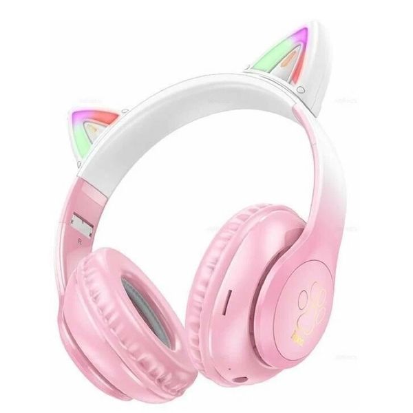 Бездротові накладні навушники HOCO W42 Cat ears BT headphones Cherry Blossom