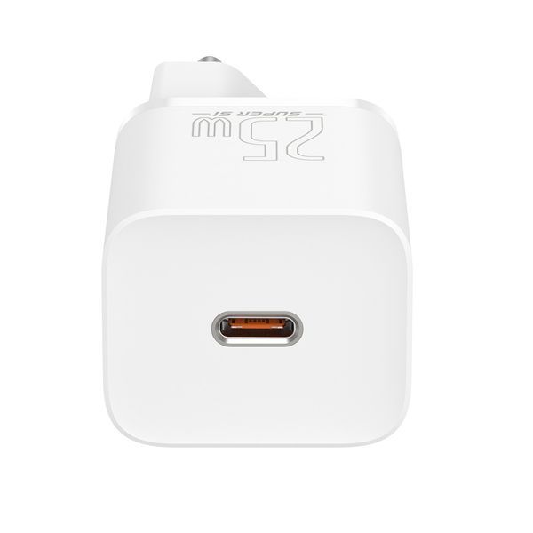 Сетевое зарядное устройство с кабелем Baseus Super Si Quick Charger 1C 25W EU Sets White ( Mini White Cable Type-C to Type-C 3A 1m White)
