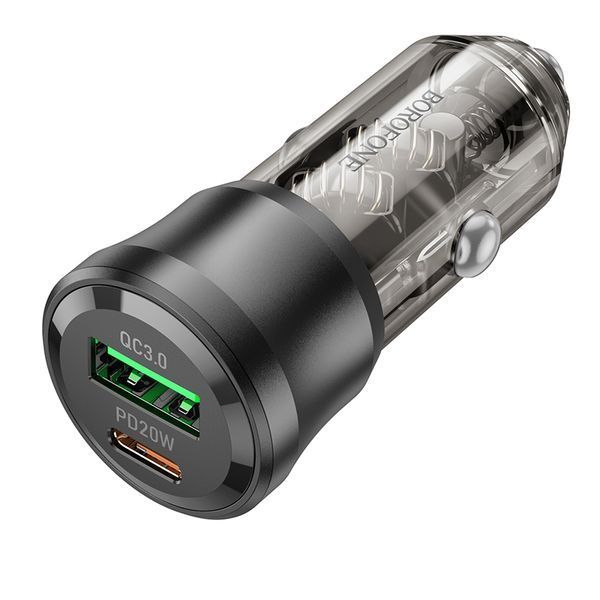 Автомобильное зарядное устройство BOROFONE BZ25 Journey PD38W(1C1A) car charger Transparent Black