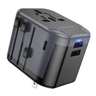 Сетевое зарядное устройство BOROFONE BAC12 Leader 3-port(1C2A) universal conversion charger Black