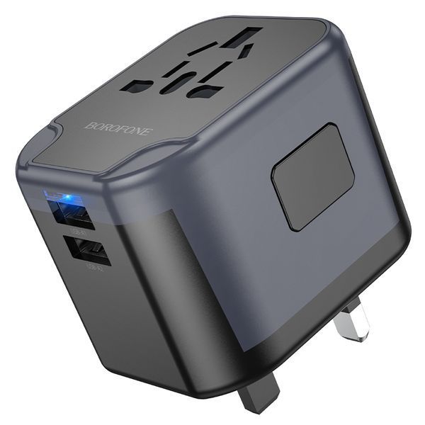 Сетевое зарядное устройство BOROFONE BAC12 Leader 3-port(1C2A) universal conversion charger Black