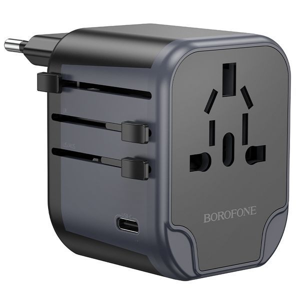 Сетевое зарядное устройство BOROFONE BAC12 Leader 3-port(1C2A) universal conversion charger Black