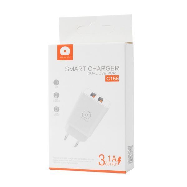 Сетевое зарядное устройство для WUW-C155 2USB 3.1A white