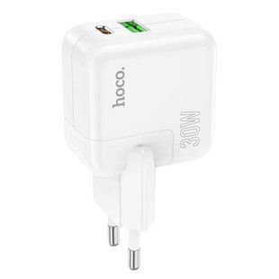 Сетевое зарядное устройство для HOCO C111A Lucky dual-port PD30W+QC3.0 charger White