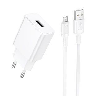 Сетевое зарядное устройство BOROFONE BA110A Lemi single port charger set (Micro) (EU) White