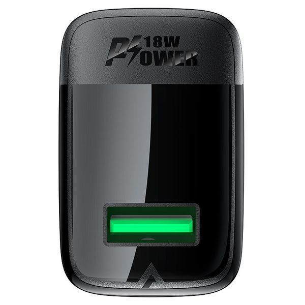 Мережевий зарядний пристрій з кабелем ACEFAST A90 QC18W GaN single USB-A charger set (P3) (EU) Black