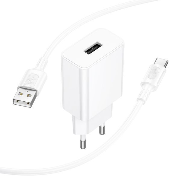 Сетевое зарядное устройство BOROFONE BA110A Lemi single port charger set (Type-C) (EU) White