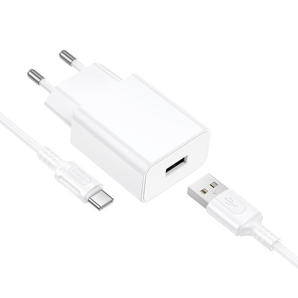 Сетевое зарядное устройство BOROFONE BA110A Lemi single port charger set (Type-C) (EU) White