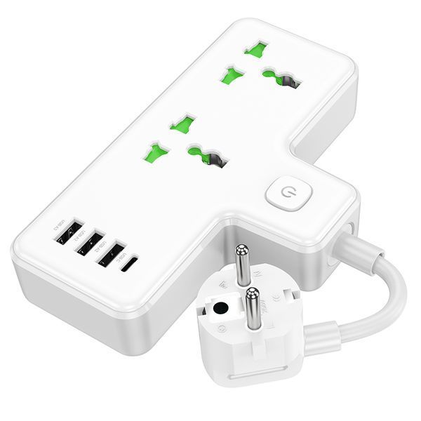 Сетевой удлинитель HOCO AC11A Voyage 2-position expansion socket(1C3A) (8.5 cm) White