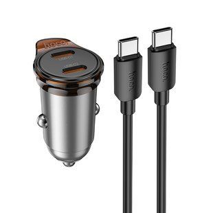Автомобільний зарядний пристрій HOCO NZ16B Rigorous PD45W(2C) car charger set(C to C) metal grey