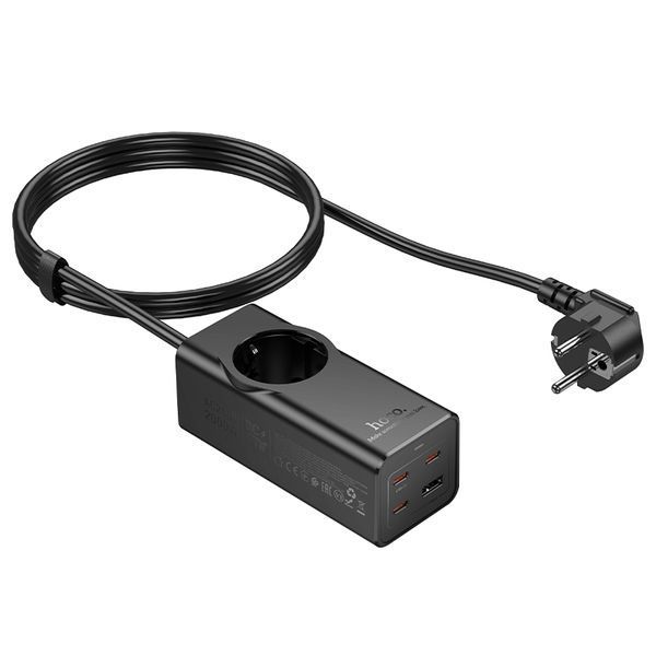 Сетевой удлинитель HOCO NS9 Wisdom 1-position (PD67W/3C1A) ПК (EU/GER) (2 m) Black