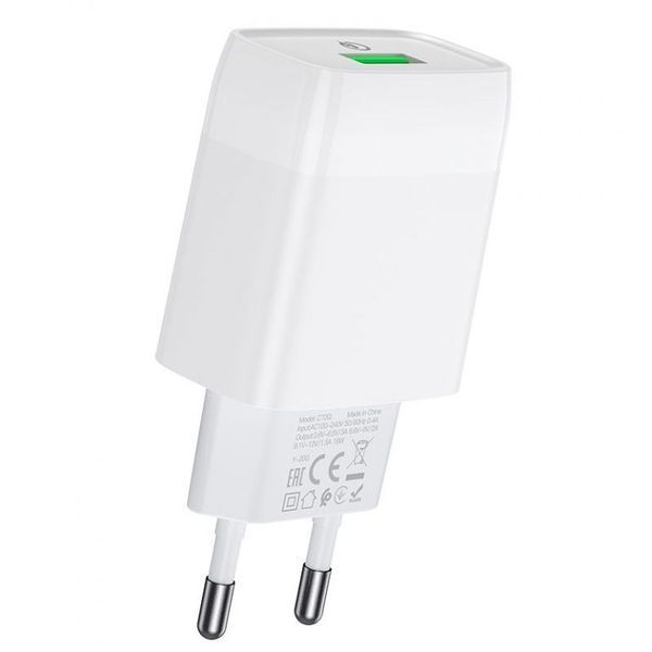 Сетевое зарядное устройство HOCO C72Q Glorious single port QC3.0 charger 18W White
