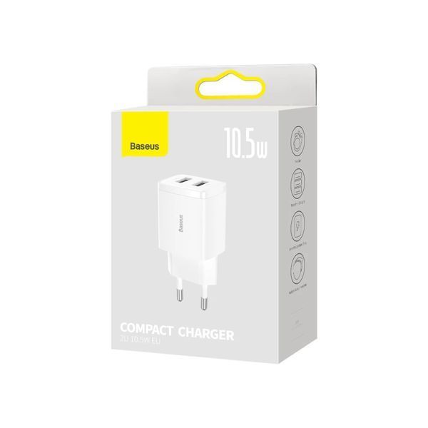 Сетевое зарядное устройство для Baseus Compact Charger 2U 10.5W EU White