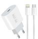 Сетевое зарядное устройство с кабелем WUW-T79L PD 20W USB C charger with type c to lightning cable