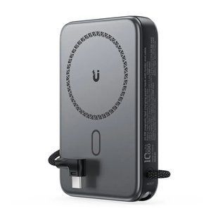 Зовнішній акумулятор ACEFAST M24-10000 22.5W magnetic fast charging power bank with holder and cable Metal Gray