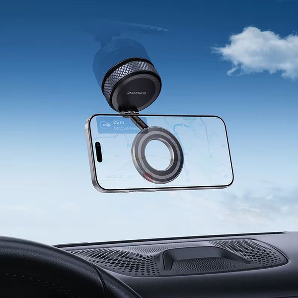 Автотримач для телефона BOROFONE BH144 Custodio vacuum suction cup magnetic holder(multi-scene) black metal gray