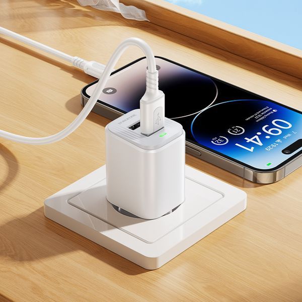 Сетевое зарядное устройство для BOROFONE BAS81A Star dual-port charger set (iP) (EU) White