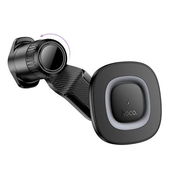 Автотримач для телефона з БЗП HOCO HW30 Crown magnetic wireless charging car holder (air outlet) Black Metal Gray