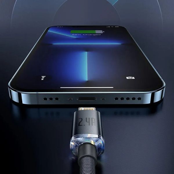 Кабель Baseus Crystal Shine Series Fast Charging Data Cable USB to iP 2.4A 1.2m Black