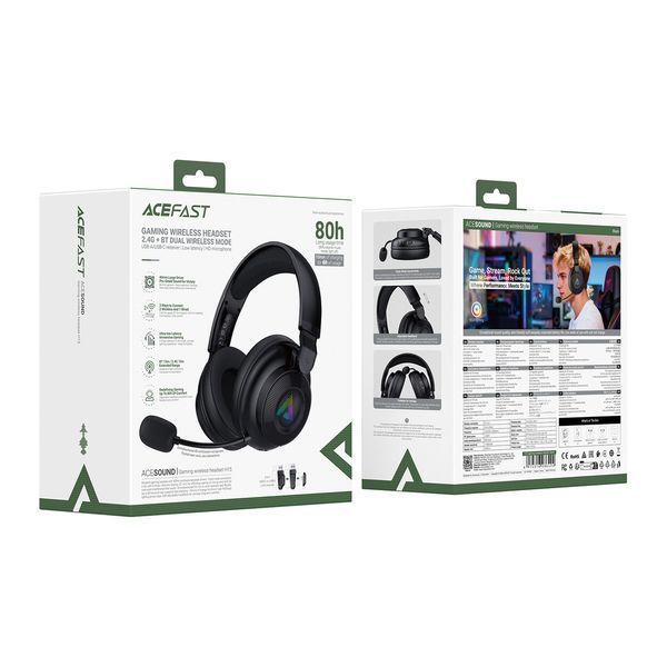 Навушники ігрові ACEFAST H15 gaming wireless headset Black