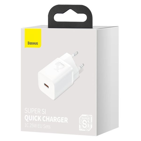 Сетевое зарядное устройство для Baseus Super Si Quick Charger 1C 25W EU White