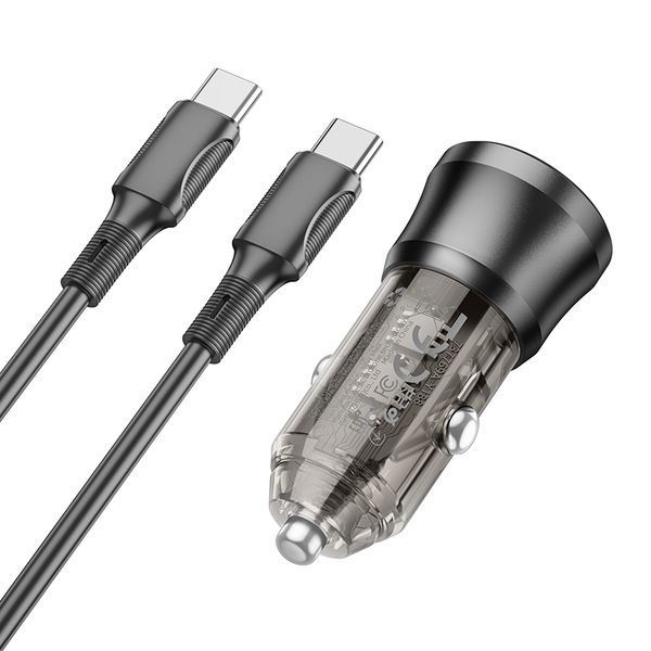 Автомобильное зарядное устройство BOROFONE BZ25 Journey PD38W(1C1A) car charger Transparent Black