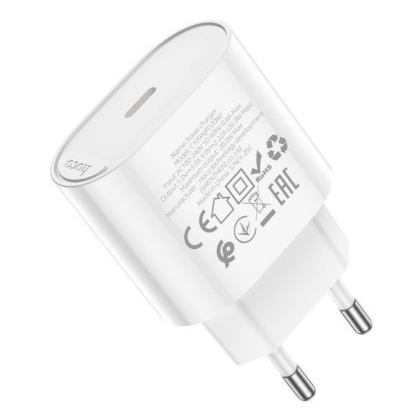 Сетевое зарядное устройство HOCO C109A(PD20W) Fighter single port PD20W charger White