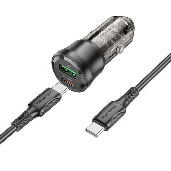 Автомобильное зарядное устройство BOROFONE BZ25 Journey PD38W(1C1A) car charger Transparent Black