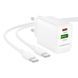 Сетевое зарядное устройство с кабелем BOROFONE BN27 Fuente PD20W+QC3.0 charger set (C to C) (EU) White