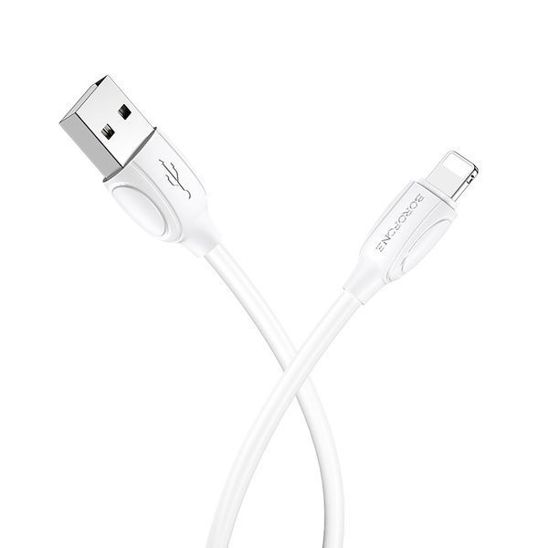 Кабель BOROFONE BX19 USB to iP 2.4A, 1m, PVC, TPE connectors, White