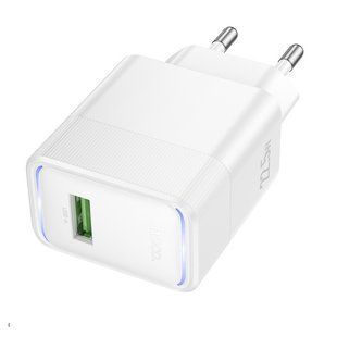 Мережевий зарядний пристрій з кабелем HOCO CS111A Lounge single-port 22.5W multi-protocol charger White