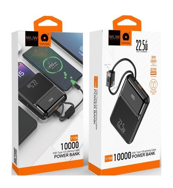 Внешний аккумулятор WUW Y158 (PD22.5W quick charge) 10000mAh Black
