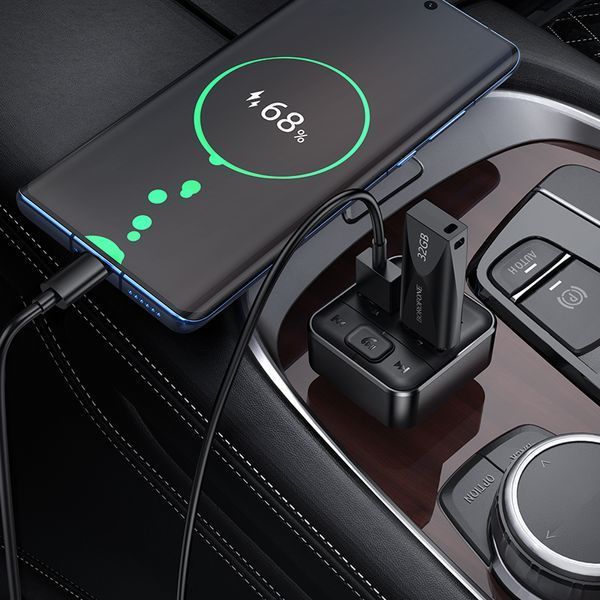ОЗУ с FM-модулятором BOROFONE BC63 Selecto car BT FM transmitter Black