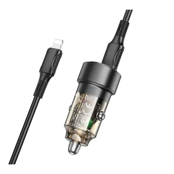 Автомобільний зарядний пристрій BOROFONE BZ20 Smart 38W dual port PD20W+QC3.0 car charger Transparent Black