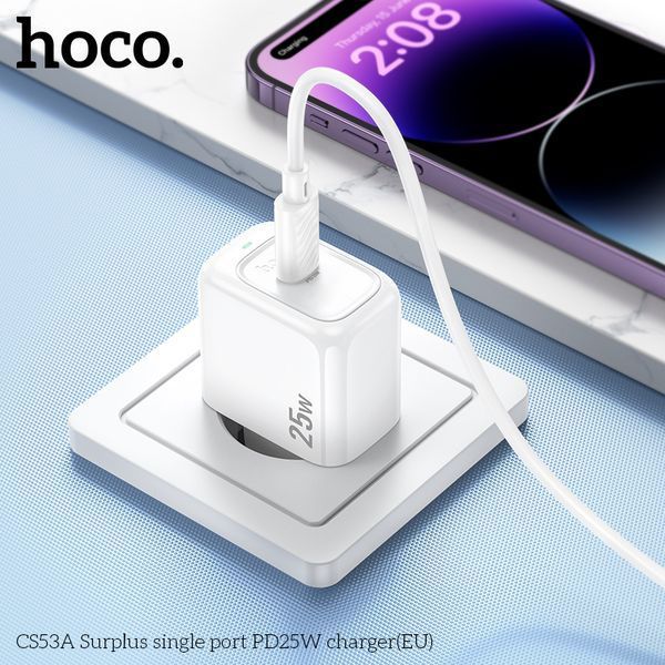 Сетевое зарядное устройство HOCO CS53A Surplus single port PD25W charger White