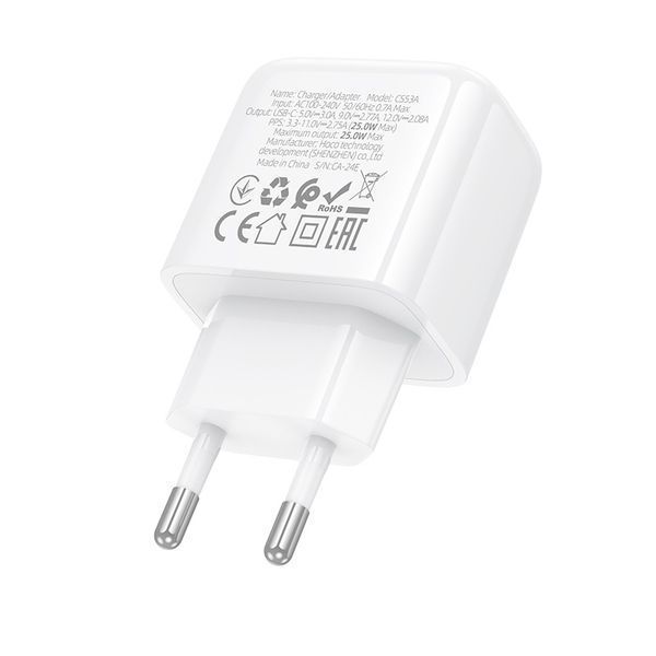 Сетевое зарядное устройство HOCO CS53A Surplus single port PD25W charger White