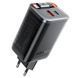 Сетевое зарядное устройство с кабелем ACEFAST A111 PD67W GaN charger(2*USB-C+USB-A) with retractable cable Black