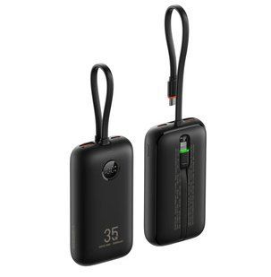 Зовнішній акумулятор VEGER 10000 mAh with built-in cables Type C / Lightning PD QC3.0 35W K1 (W1188) black