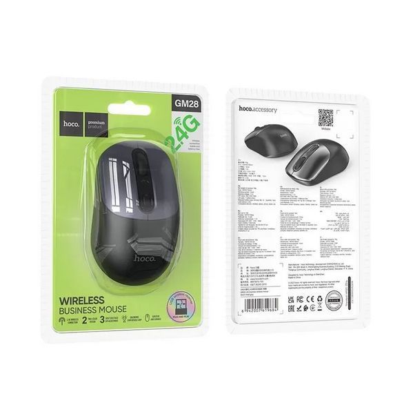 Маніпулятор миша HOCO GM28 2.4G business wireless mouse Black Metal Gray