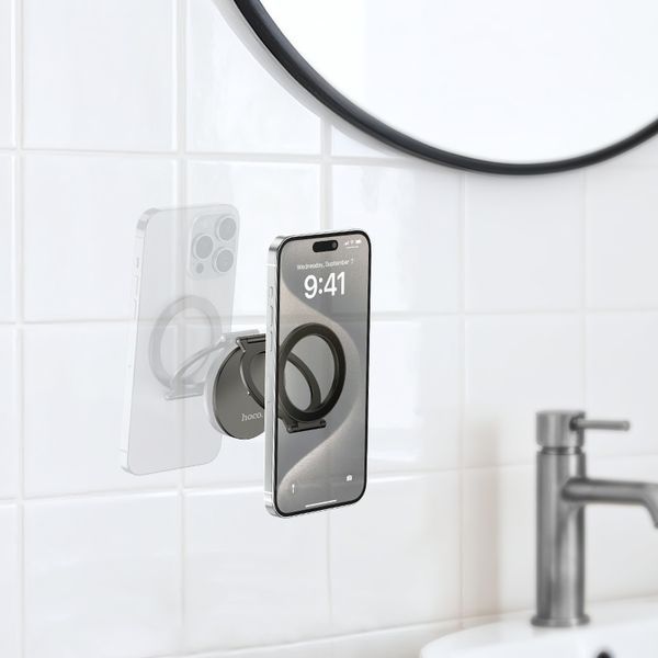Автодержатель для телефона HOCO H102 Whale magnetic ring holder(multi-scene) Metal Grey