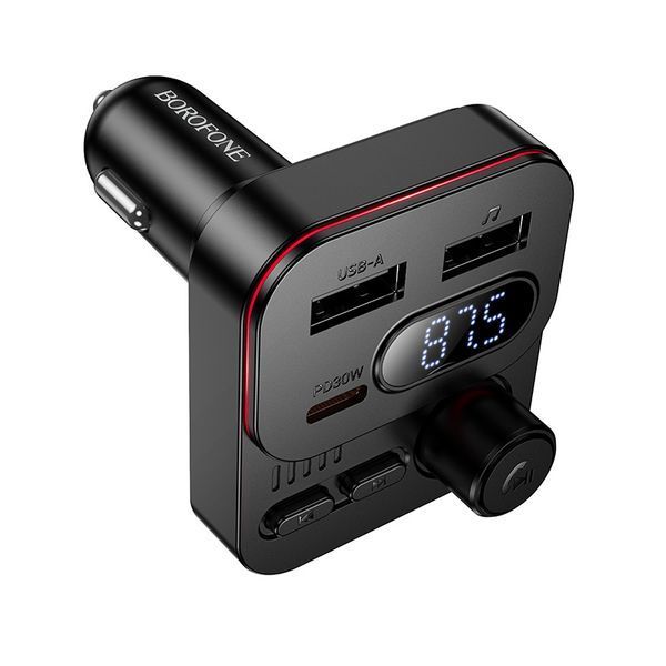 ОЗУ с FM-модулятором BOROFONE BC61 Ocean 45W(1A1C) car BT FM transmitter Black