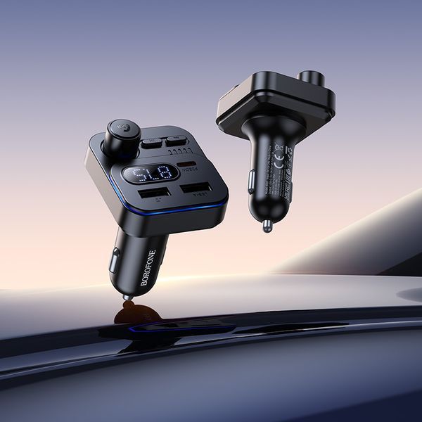 ОЗУ с FM-модулятором BOROFONE BC61 Ocean 45W(1A1C) car BT FM transmitter Black