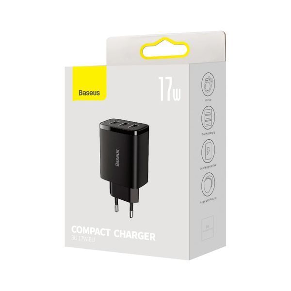 Сетевое зарядное устройство для Baseus Compact Charger 3U 17W EU Black