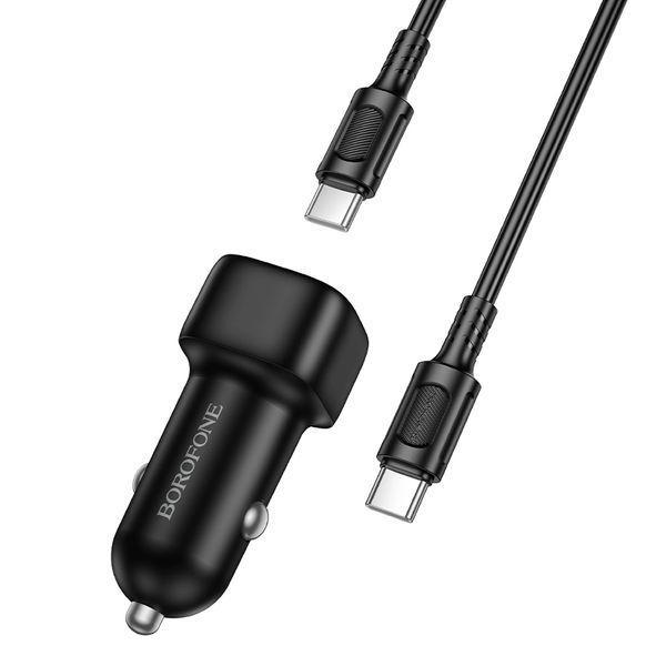 Автомобильное зарядное устройство BOROFONE BZ34A Cloud single port PD20W car charger set (C to C) Black
