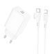 Мережевий зарядний пристрій з кабелем BOROFONE BA21A Pro Long journey single port PD20W charger set(C to iP) White