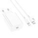 Мережевий зарядний пристрій з кабелем BOROFONE BA21A Pro Long journey single port PD20W charger set(C to iP) White