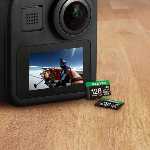 Карта памяти microSDXC (UHS-1 U3) A-DATA SPEED PLUS 128Gb Class 10 V30 A2 (R-180Mb/s W160Mb/s) (adapter SD)